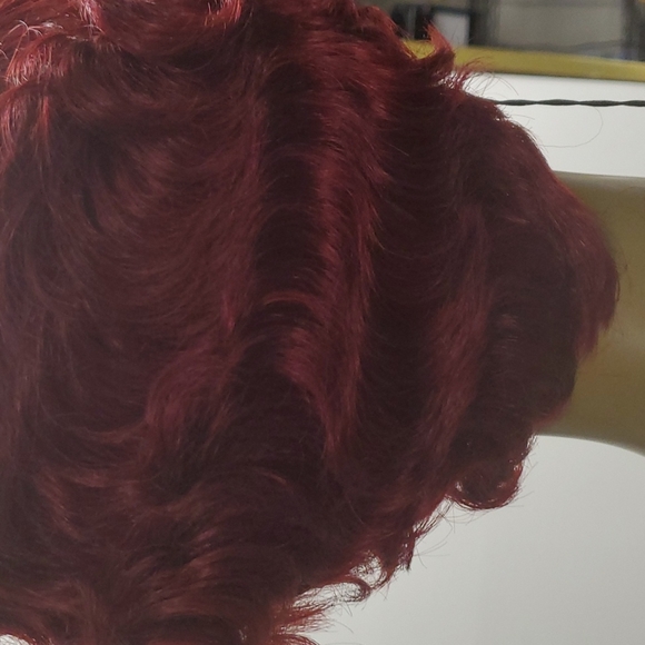 Burgundy 100% Human Hair Finger wave wig New with tags short - Picture 8 of 12